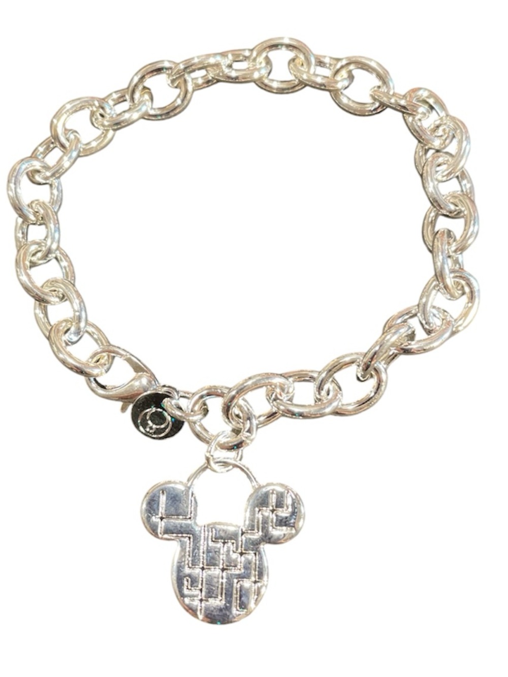 ✔️✔️Sterling Silver Plated Link Charm Bracelet with Mouse-Head Charm